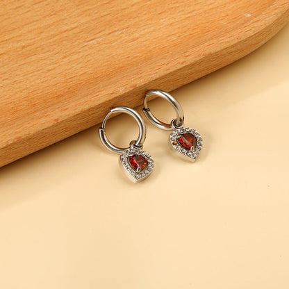 2x13mm circle with heart-shaped diamond + white diamond hoop earrings asonjewelry