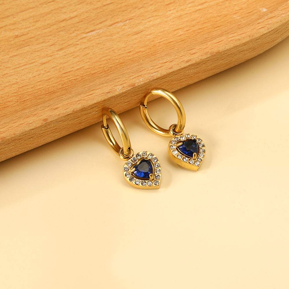 2x13mm circle with heart-shaped diamond + white diamond hoop earrings asonjewelry