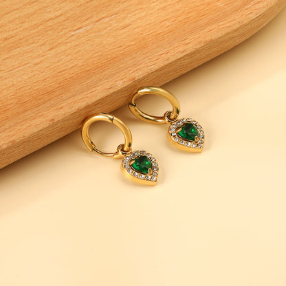 2x13mm circle with heart-shaped diamond + white diamond hoop earrings asonjewelry