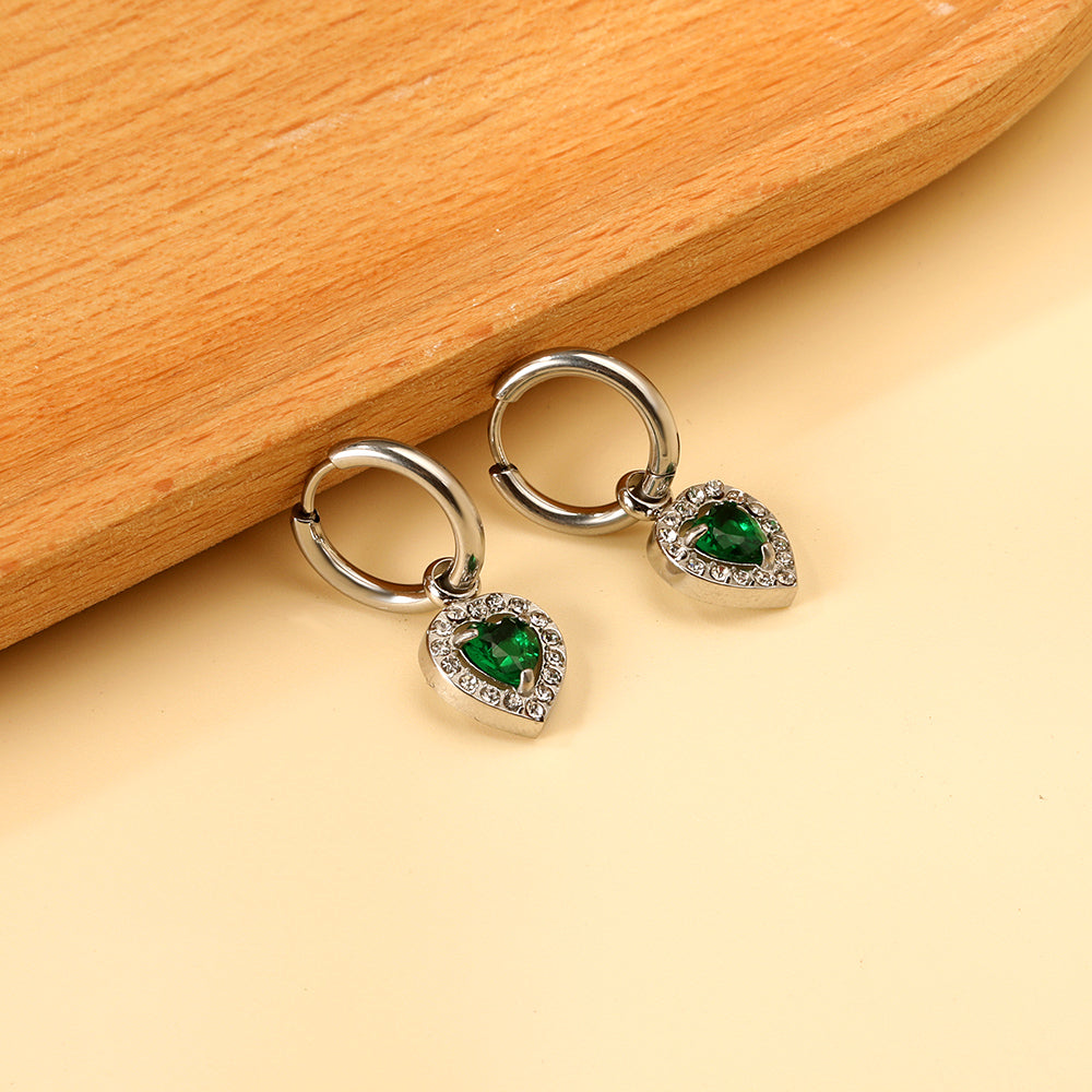 2x13mm circle with heart-shaped diamond + white diamond hoop earrings asonjewelry