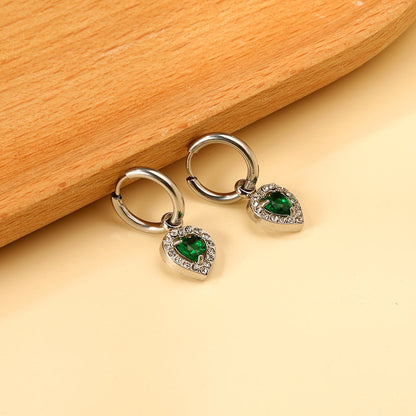 2x13mm circle with heart-shaped diamond + white diamond hoop earrings asonjewelry