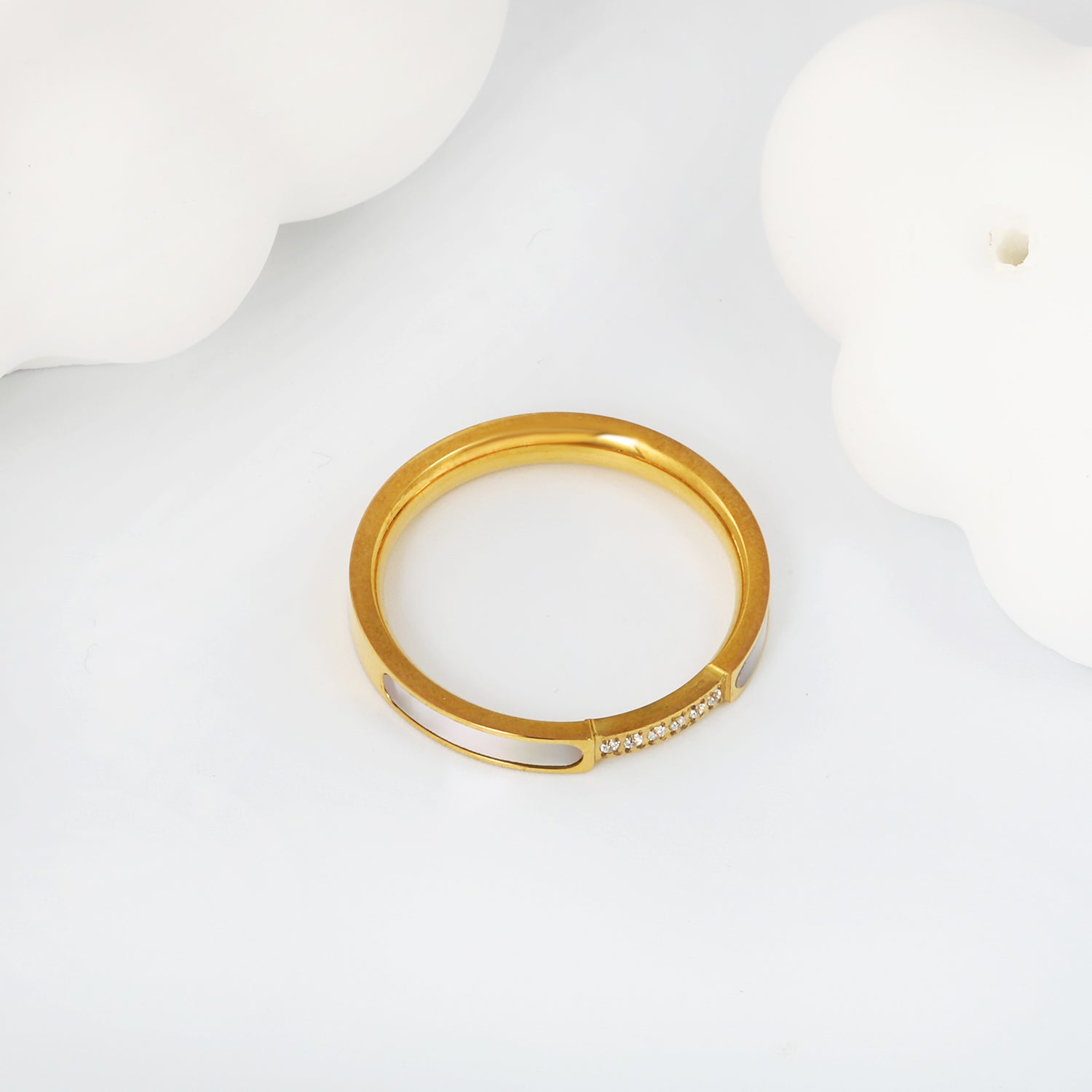 white zirconia+CNC white zirconia solitaire ring gold color asonjewelry