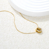 8x9mm U-shaped hollow pendant with diamonds, 0.3mm cross hammer round chain, 40+5cm+6mm round tag necklace, gold