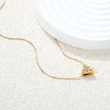 8x9mm heart-shaped hollow pendant with diamonds, 0.3mm cross hammer round chain, 40+5cm+6mm round tag necklace, gold