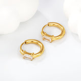 4.4*6.3mm rectangle four claw white zirconium earring clasp 2.5*inner diameter 11mm steel color gold color