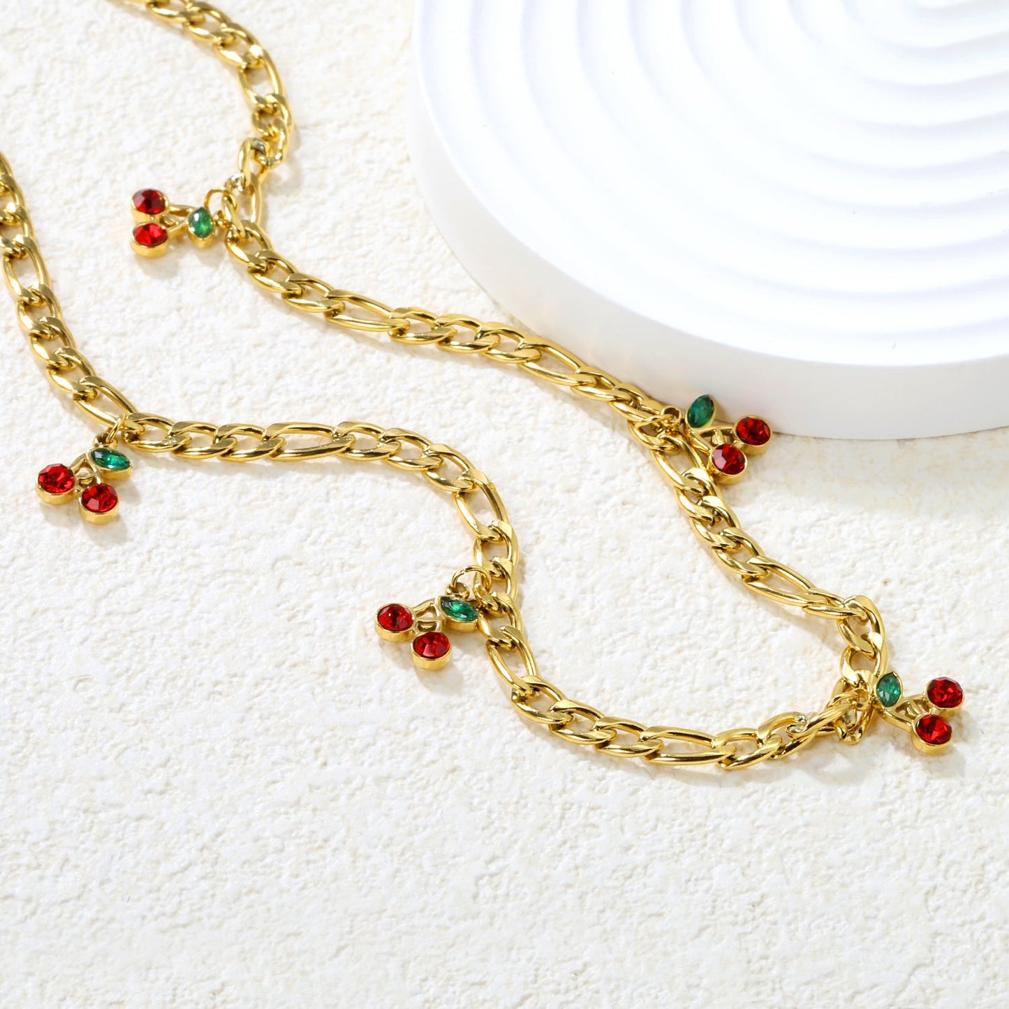 8.6 x 10.5mm Cherry Accessories 40+5cm+6mm Round Plaque Necklace Gold asonjewelry