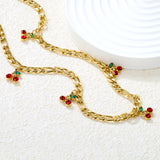 8.6 x 10.5mm Cherry Accessories 40+5cm+6mm Round Plaque Necklace Gold