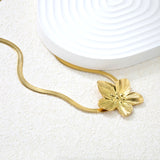 30.2 x 32.2mm large flower pendant with 4mm wide snake bone chain, 45+5cm necklace, steel color/gold color