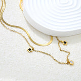 6.9 x 9mm star accessory, 2.6mm push-lock chain 40cm + 0.4cm cross chain 45cm + 5cm double chain necklace, gold