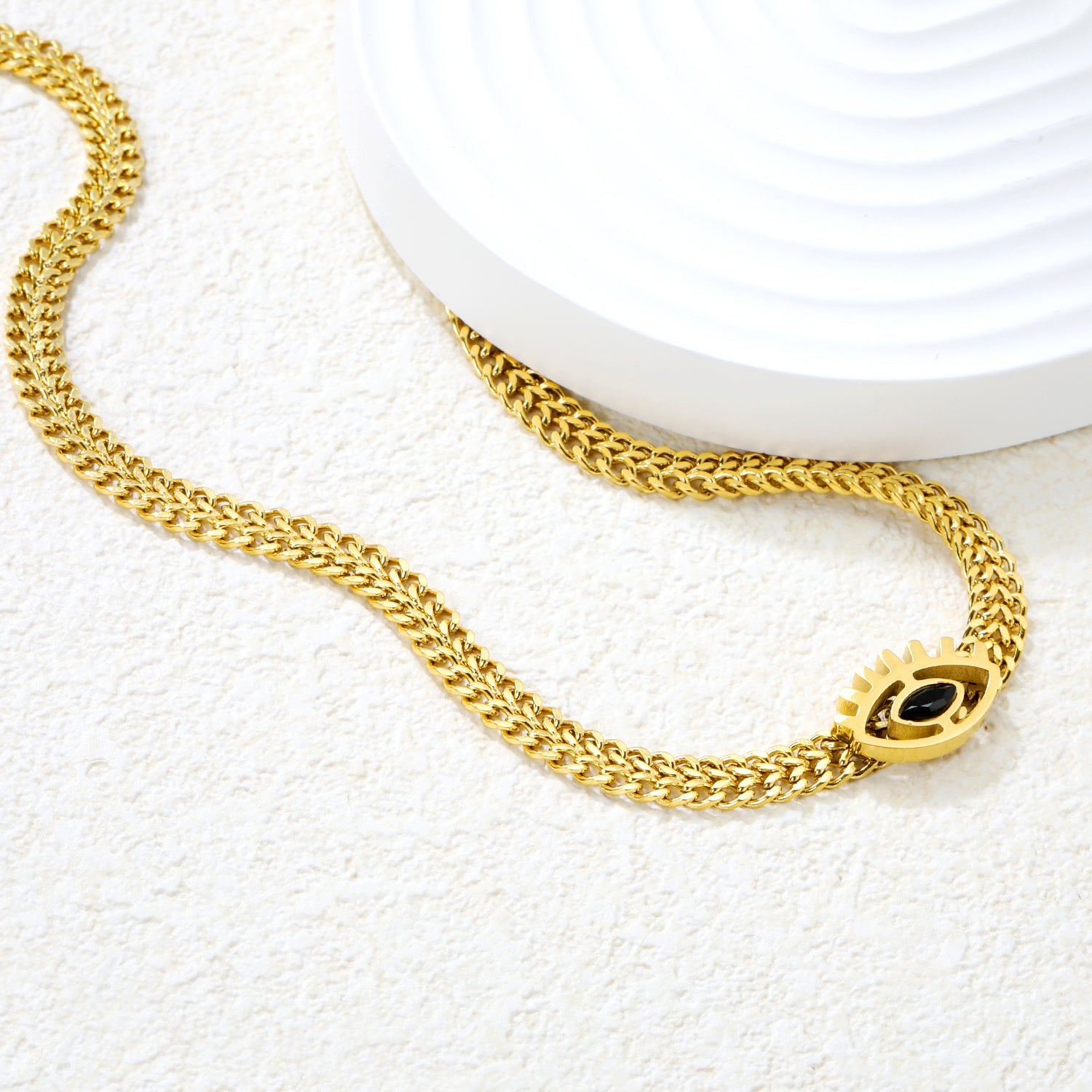 16.6 x 10.8mm eye pendant, width 5.3mm x 40cm + 5cm necklace, gold asonjewelry