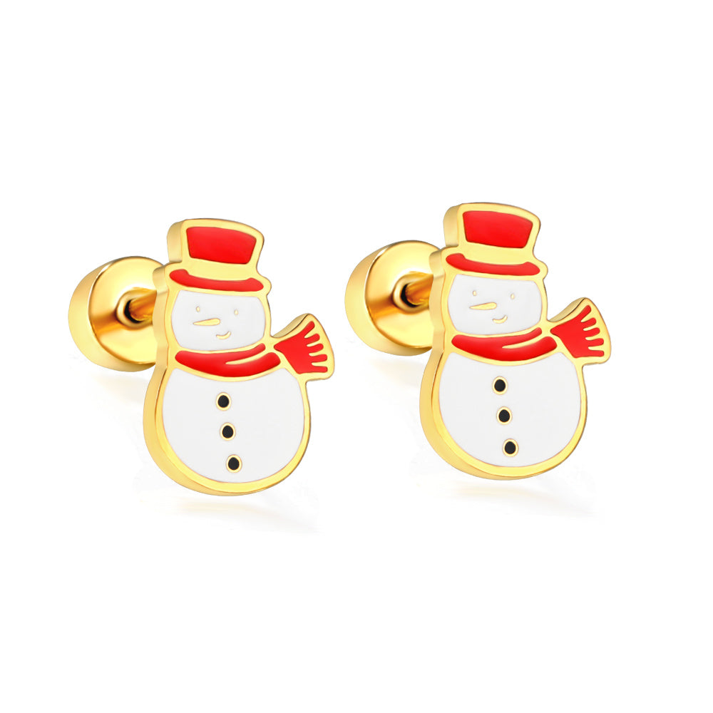 Screw plug snowman mixed color earrings asonjewelry