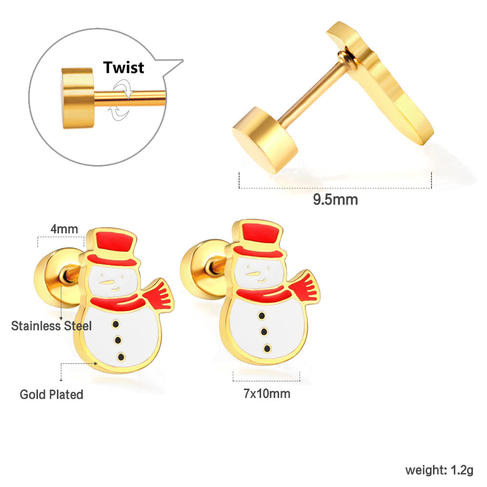 Screw plug snowman mixed color earrings asonjewelry