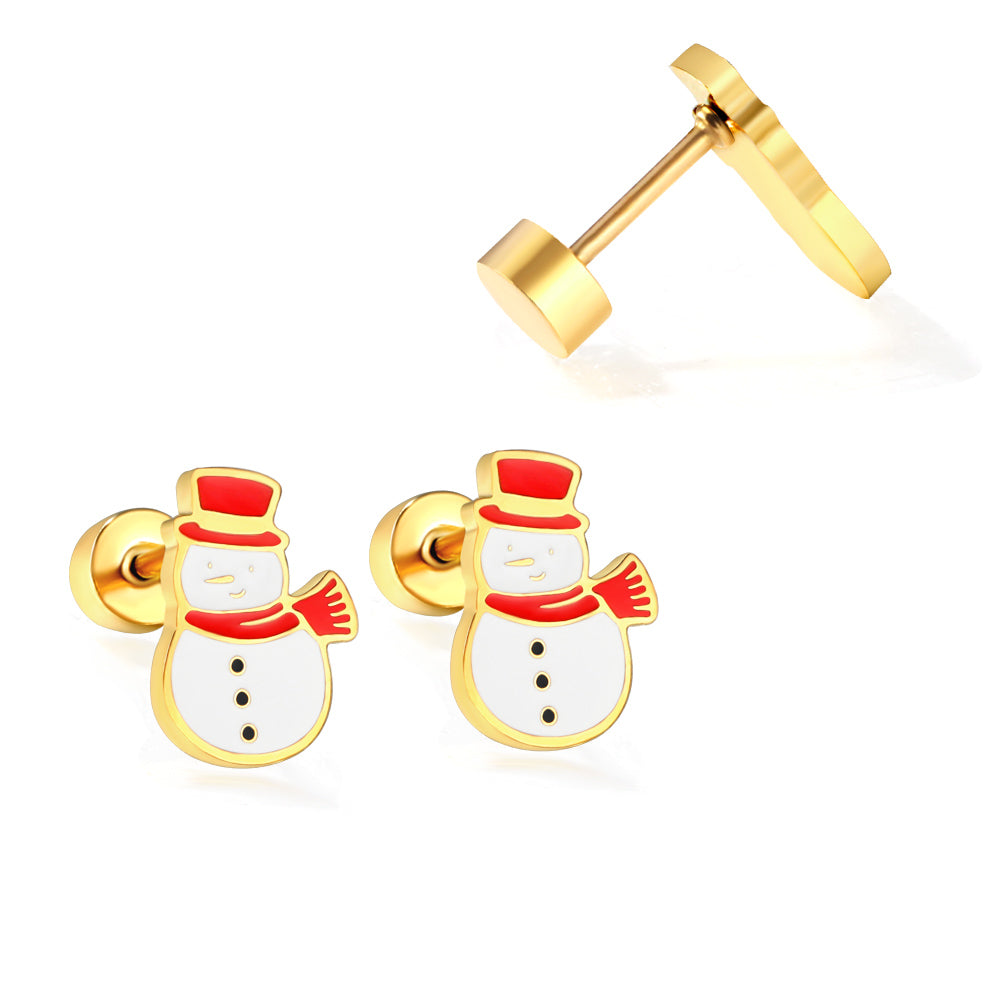 Screw plug snowman mixed color earrings asonjewelry