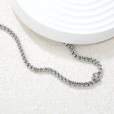 6mm White Diamond Inlaid Pendant, 2.8mm Wide x 46+5cm Necklace, Steel/Gold