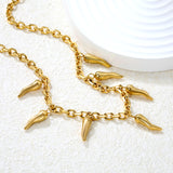 5x16mm Full Gold/Red Chili Pepper Pendant with 1.2mm 0-Link Chain, 40+5cm + 6mm Round Tag Necklace, Gold
