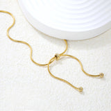 4mm double bead pendant + 3x6mm hollow round beads round bead sliding snake bone chain 60cm necklace, gold