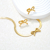 Bow Set Steel/Gold Earring: 12x20mm Pendant: 12x20mm 4mm Blade Chain 40+5cm+6mm Round Pendant