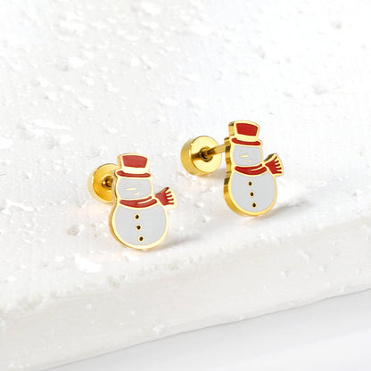 Screw plug snowman mixed color earrings asonjewelry