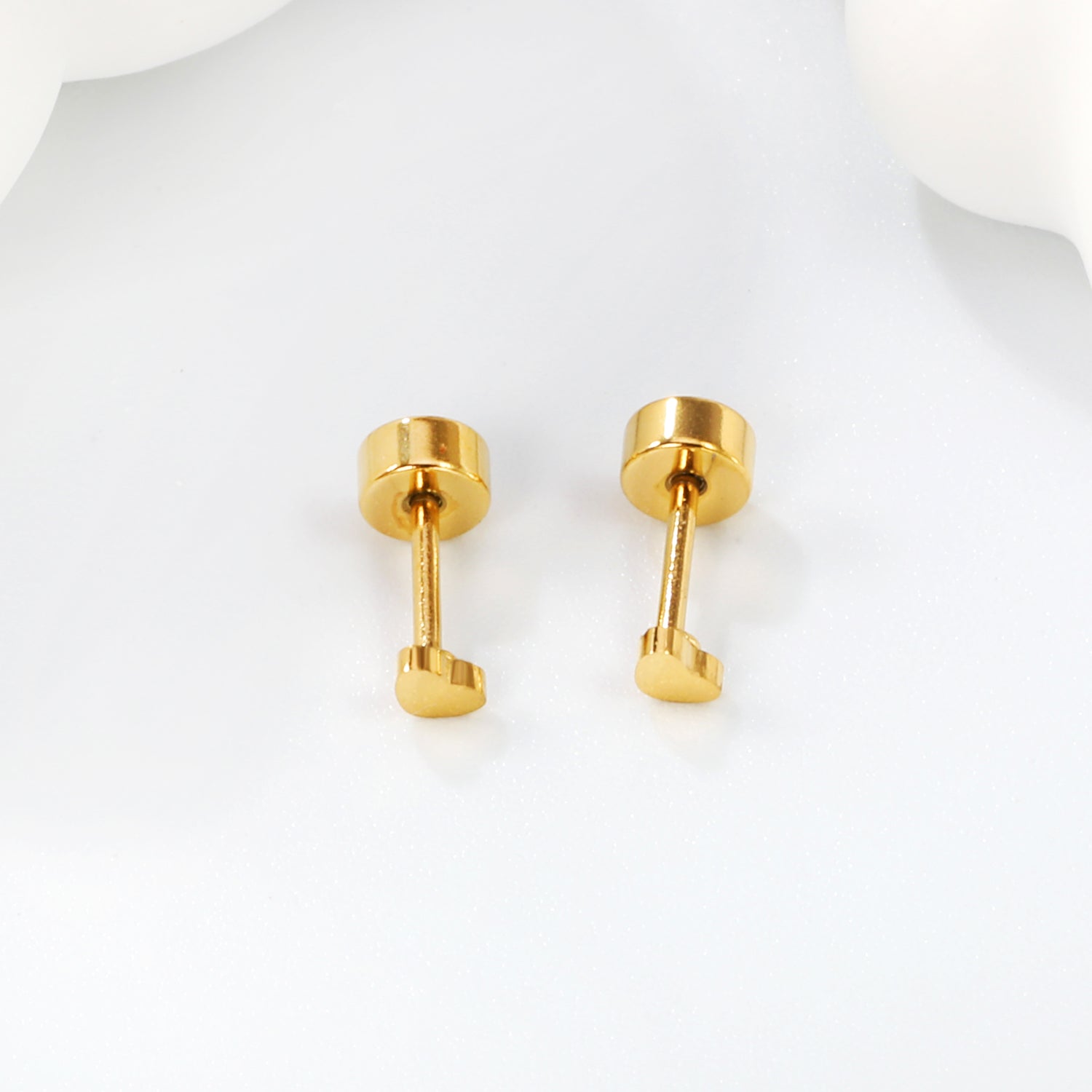 Screw plug 0.8*8mm pin small heart stud earrings 3*2.2mm gold color asonjewelry