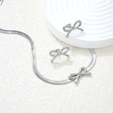 Bow Set Steel/Gold Earring: 12x20mm Pendant: 12x20mm 4mm Blade Chain 40+5cm+6mm Round Pendant