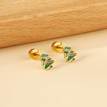 Screw-plug Christmas tree mixed color stud earrings asonjewelry