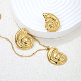 Conch Set   Gold Earring: 21.2x28mm    Pendant: 21.2x27.4mm   0.4 Side Pearl Chain*40+5cm+6mm Round Plaque
