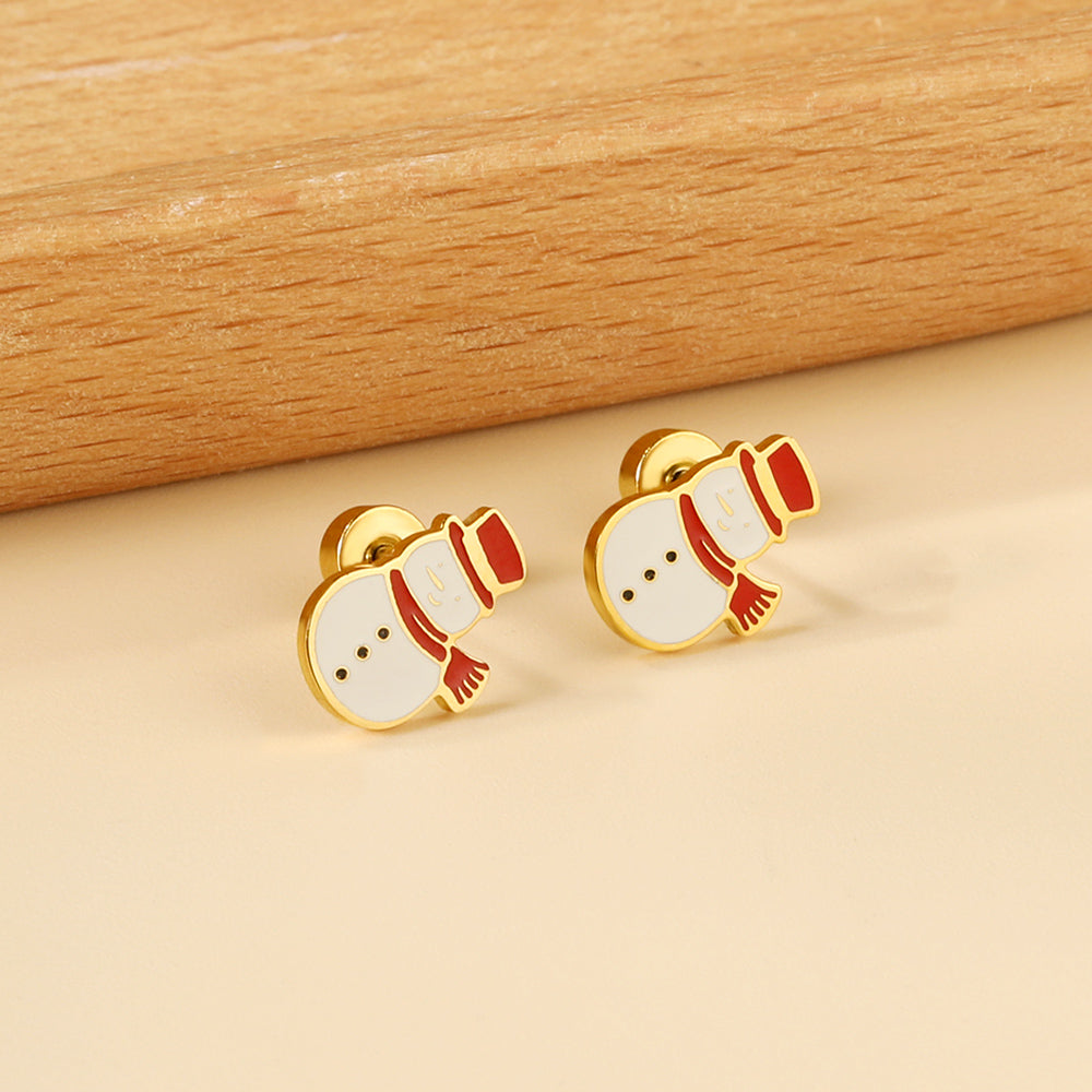 Screw plug snowman mixed color earrings asonjewelry