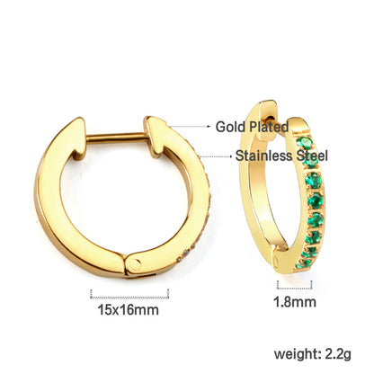 Round earrings with diamonds 1.8*15*16mm asonjewelry