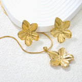 Petal Set Steel/Gold Earring: 31x33mm Pendant: 30.9x32.2mm 1.2mm Snake Bone Chain 40+5cm