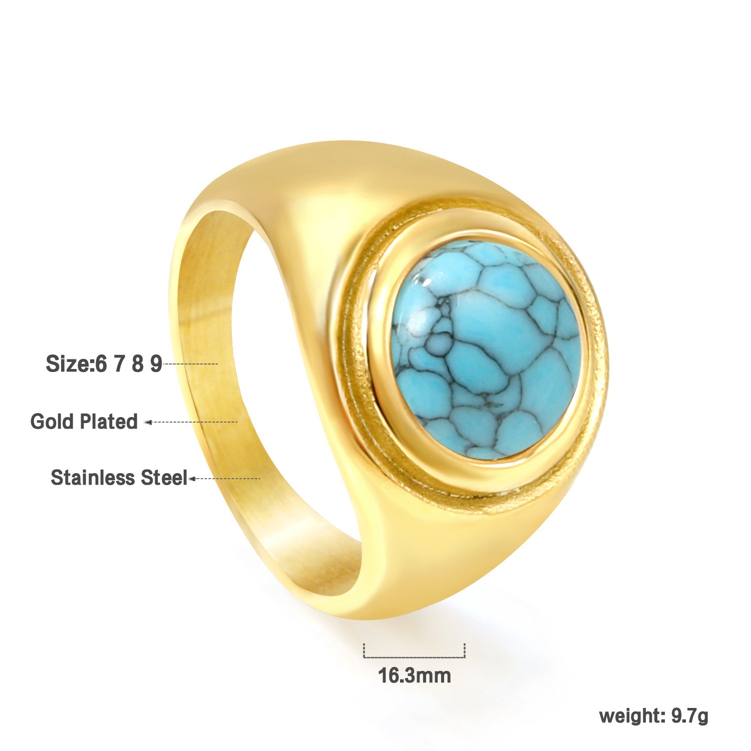 Cast Ring & Round Blue Turquoise Ring asonjewelry