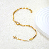 8.6*8.6mm white/light purple/pomegranate red zirconia 3mm bead chain 18+3cm+6mm round pendant bracelet