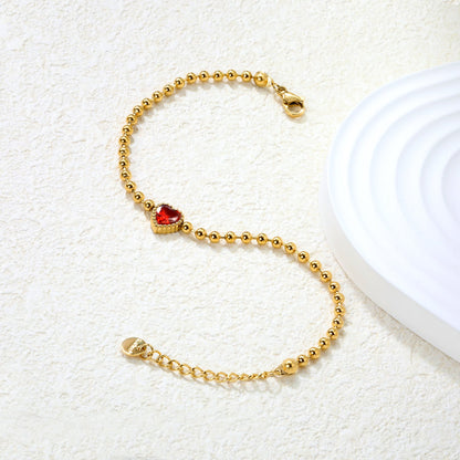 8.6*8.6mm white/light purple/pomegranate red zirconia 3mm bead chain 18+3cm+6mm round pendant bracelet asonjewelry