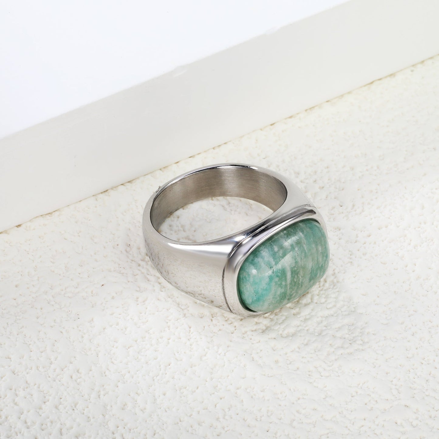 14.6*11mm Chrysocolla Solitaire Steel/Golden asonjewelry