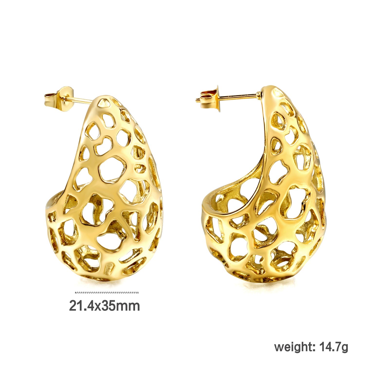Teardrop with Irregular Cutout Earrings 21.4*35mm asonjewelry