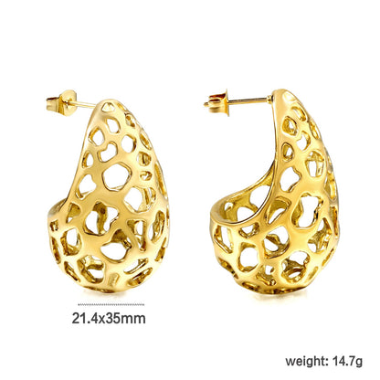 Teardrop with Irregular Cutout Earrings 21.4*35mm asonjewelry