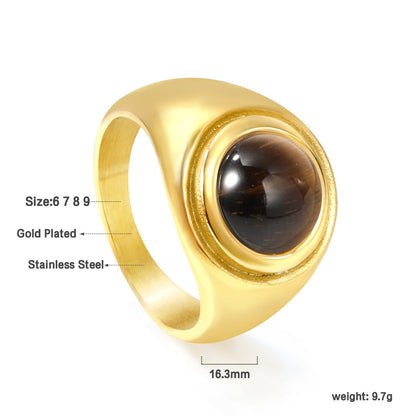 Cast Ring Bands & Round Brown Cat's Eye Ring asonjewelry