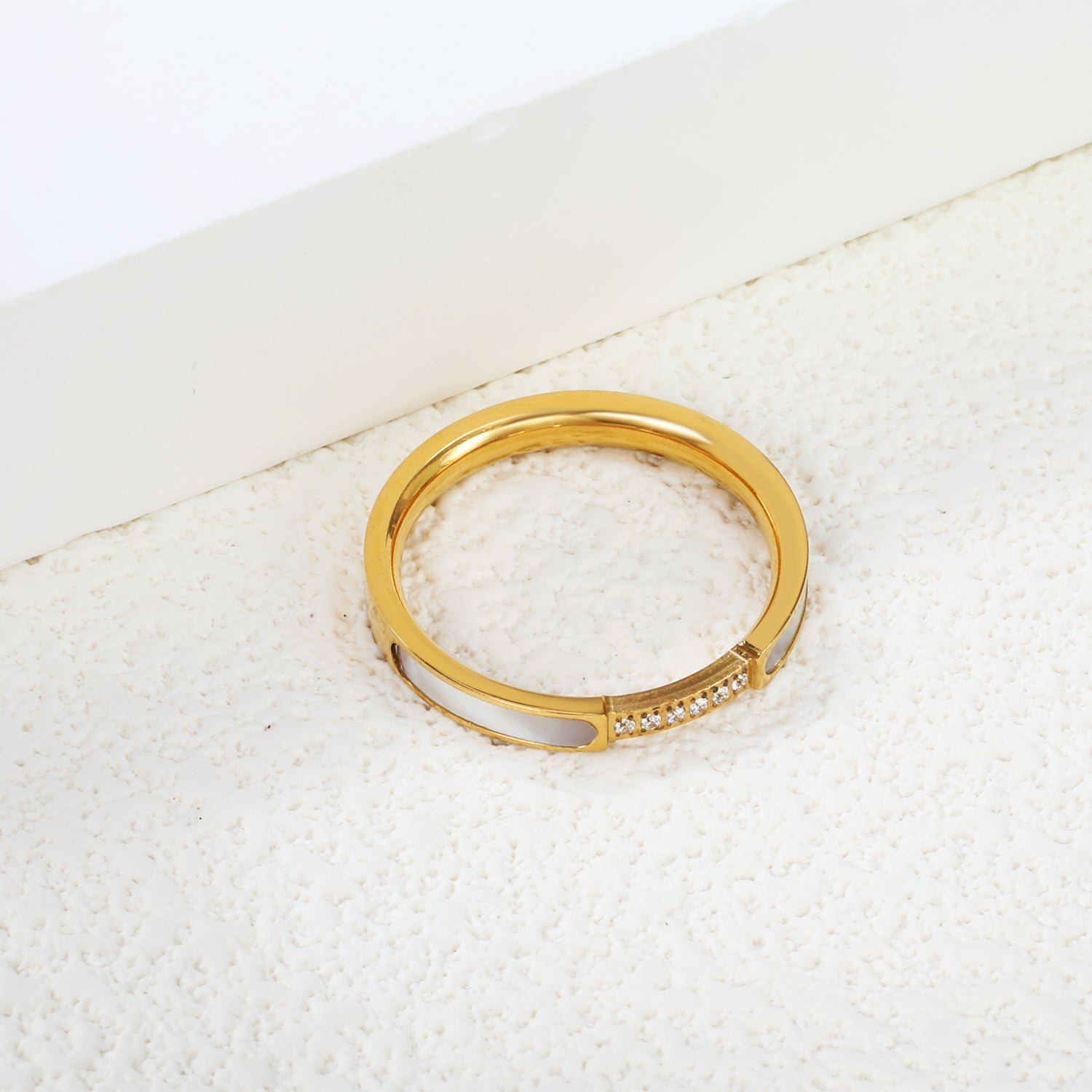 white zirconia+CNC white zirconia solitaire ring gold color asonjewelry