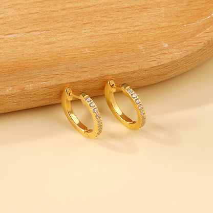 Round earrings with diamonds 1.8*15*16mm asonjewelry