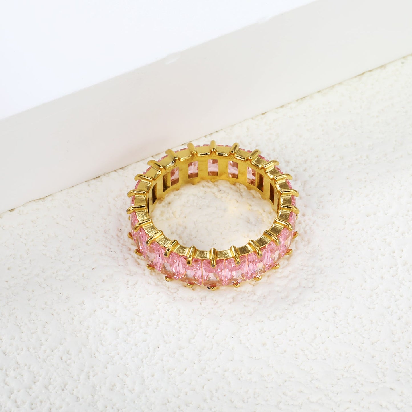 5*3mm rectangle purple/pink/mixed zirconia solitaire ring gold color asonjewelry