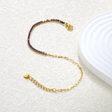 2mm white/black/purple/pink/light blue four-prong round zirconia 18+3cm+6mm round pendant bracelet, gold