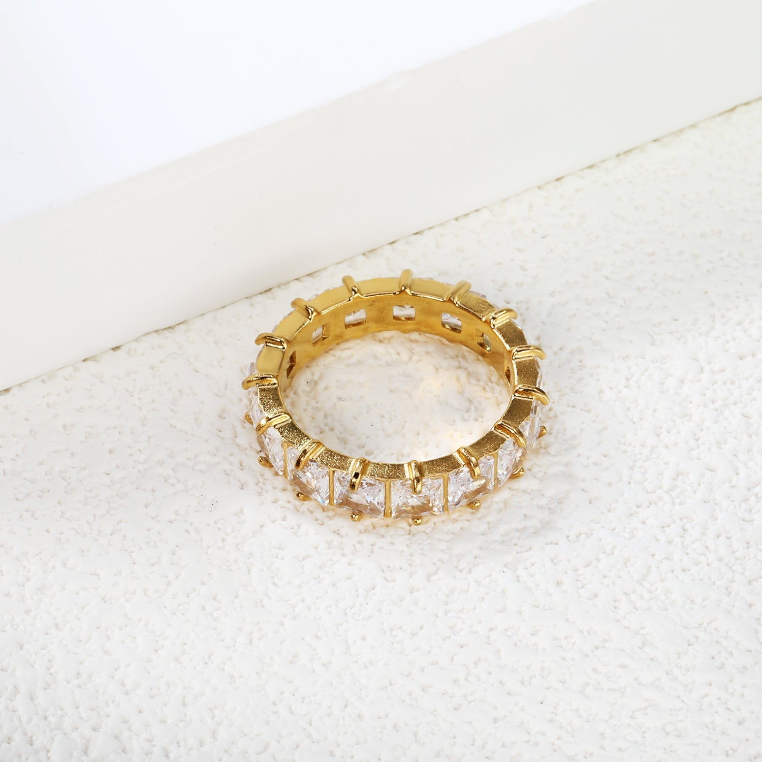 4mm square white/purple/red/pink zirconium solitaire ring gold color asonjewelry