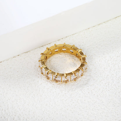 4mm square white/purple/red/pink zirconium solitaire ring gold color asonjewelry