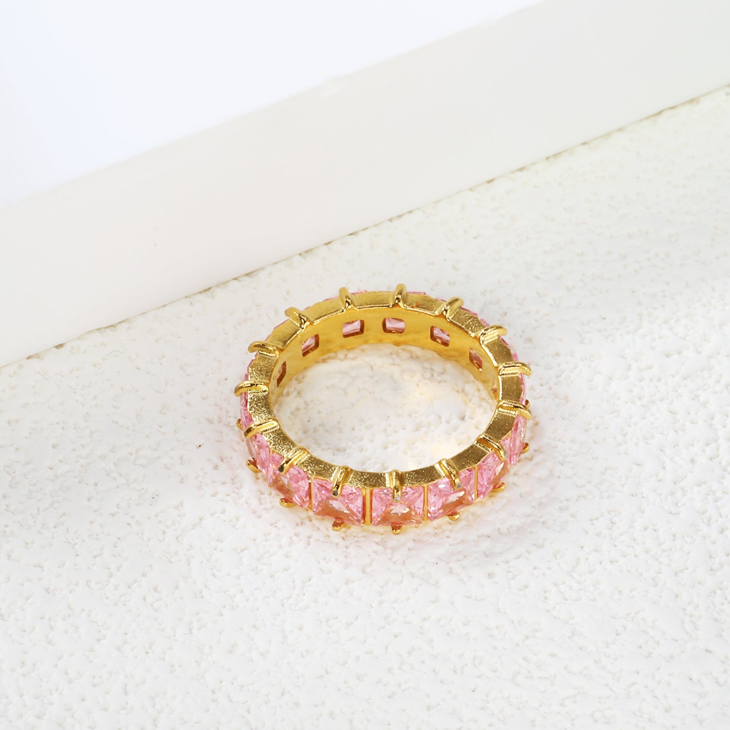 4mm square white/purple/red/pink zirconium solitaire ring gold color asonjewelry