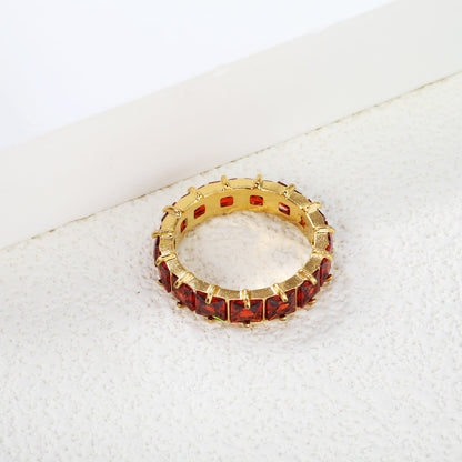 4mm square white/purple/red/pink zirconium solitaire ring gold color asonjewelry