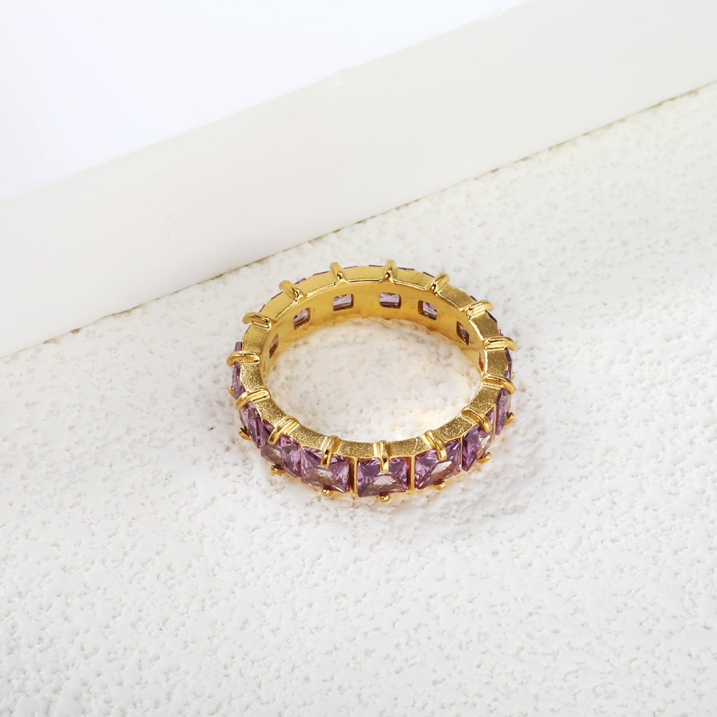 4mm square white/purple/red/pink zirconium solitaire ring gold color asonjewelry