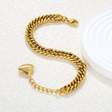 2 x 8mm double-sided rounded chain + 18+3cm + 15 x 13mm shell tail tag bracelet, gold