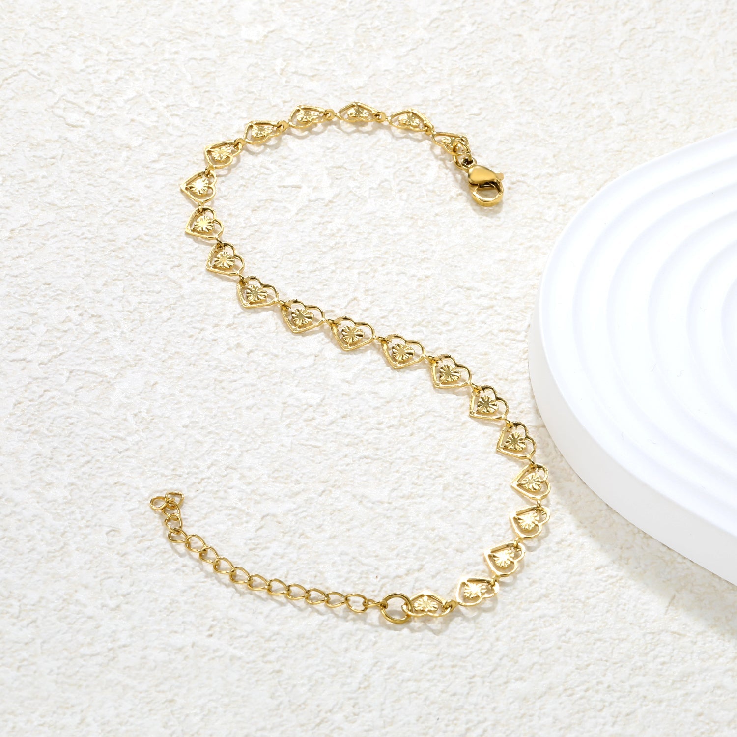 7.4 x 6mm heart-shaped accessory, 20+5cm, bracelet, steel color/gold color asonjewelry