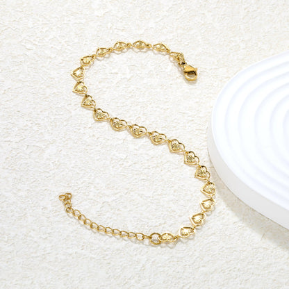 7.4 x 6mm heart-shaped accessory, 20+5cm, bracelet, steel color/gold color asonjewelry