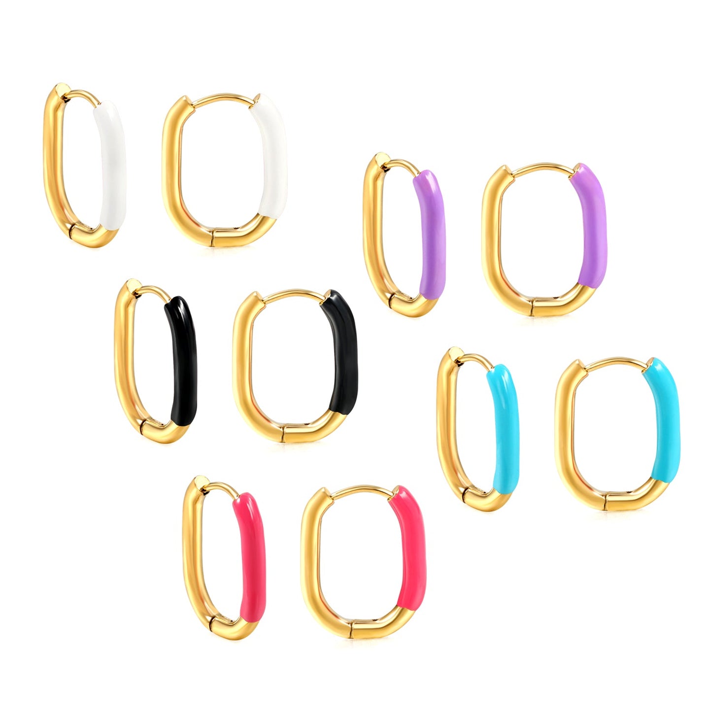 U-Shape Single White/Black/Purple/Pink/Lake Blue Drop Earrings 15.7*20.7*2.5mm asonjewelry