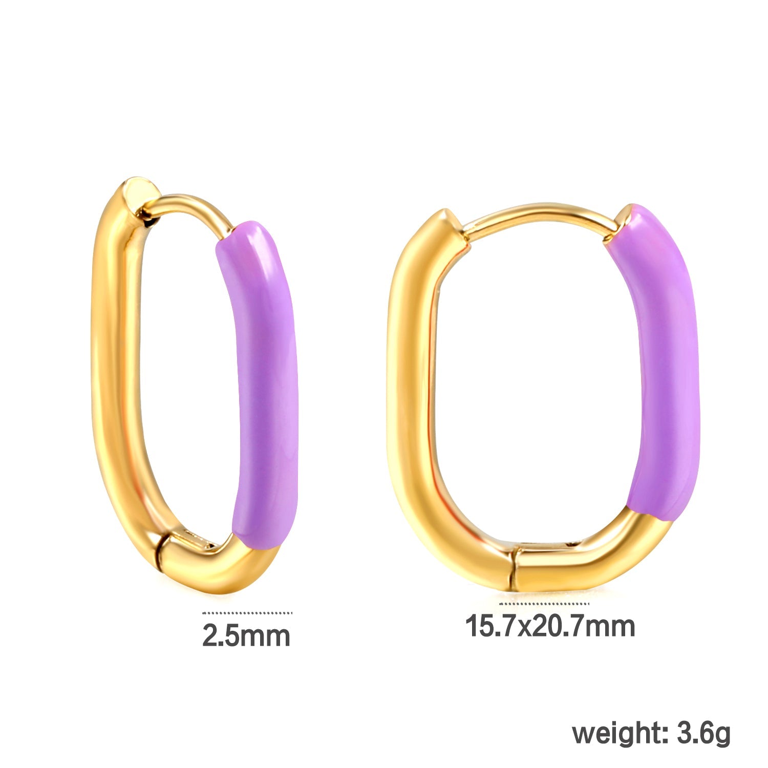 U-Shape Single White/Black/Purple/Pink/Lake Blue Drop Earrings 15.7*20.7*2.5mm asonjewelry